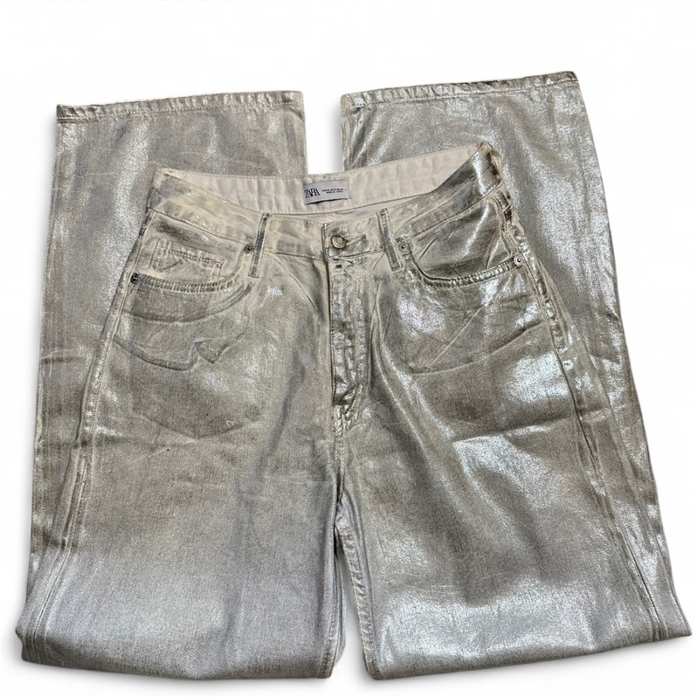 Zara Silver Straight Leg Jeans